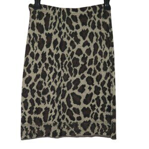 Vintage Joan Vass USA Leopard Print Knit Pencil Skirt Womens XS Knit Made In USA